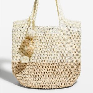 BTB Los Angeles Riley Bicolor Straw Toe Beach Bag